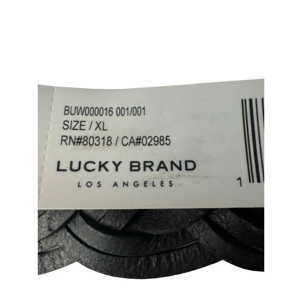 Lucky Brand Women's Size XL Woven Floral Buckle‎ 100% Leather Black Belt NWT